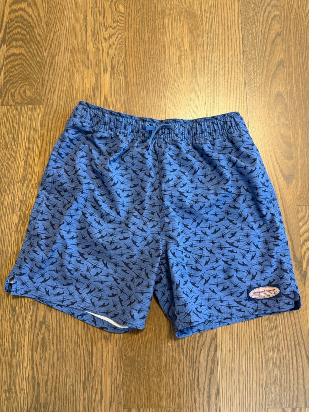 Vineyard Vines Blue Swim Shorts with Navy Airplane Print
